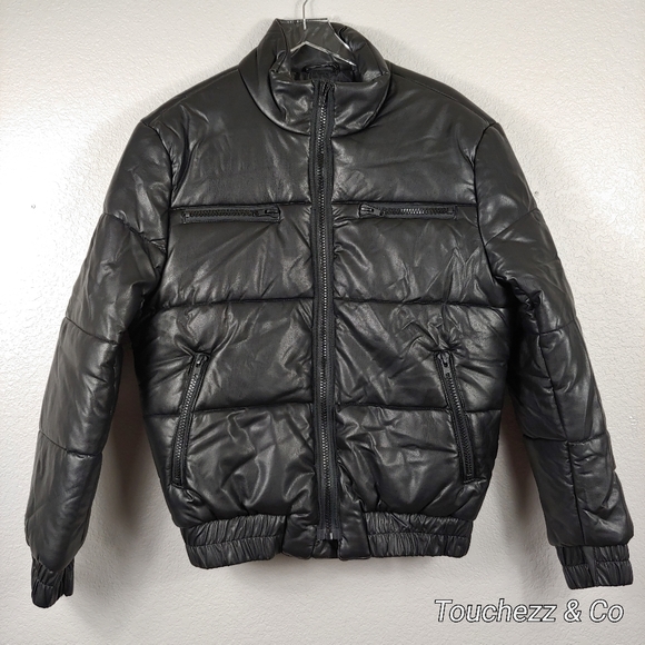 Slate & Stone Faux Leather Puffer Jacket - Picture 3 of 7